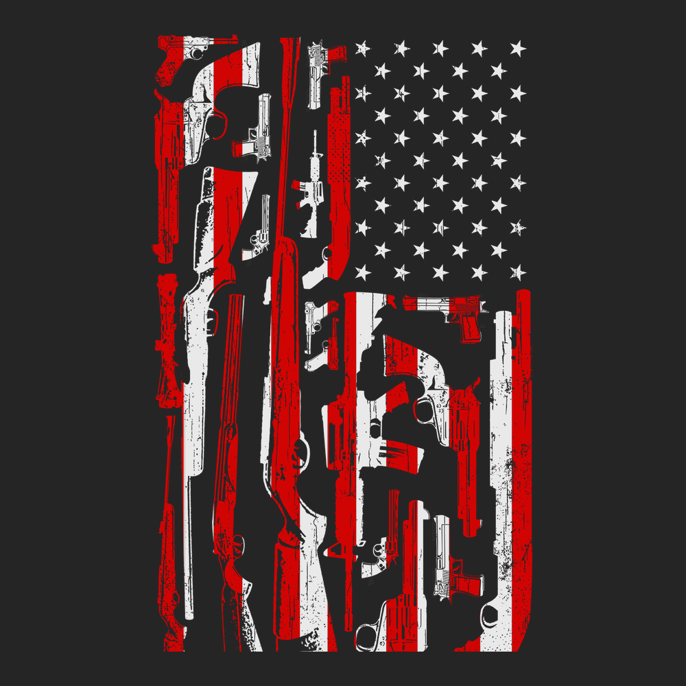 Guns American Flag T-Shirt BLACK