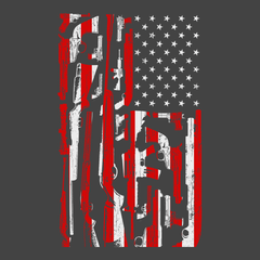 Guns American Flag T-Shirt CHARCOAL