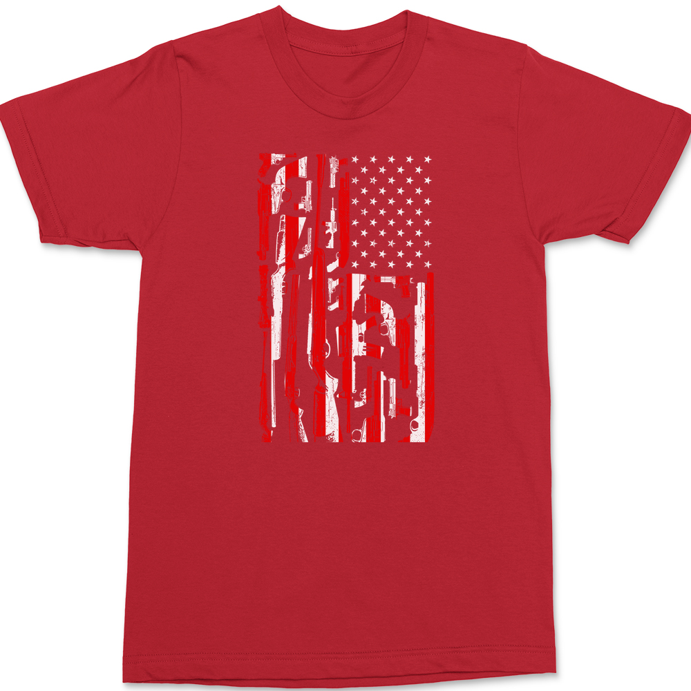 Guns American Flag T-Shirt RED