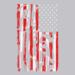 Guns American Flag T-Shirt SILVER
