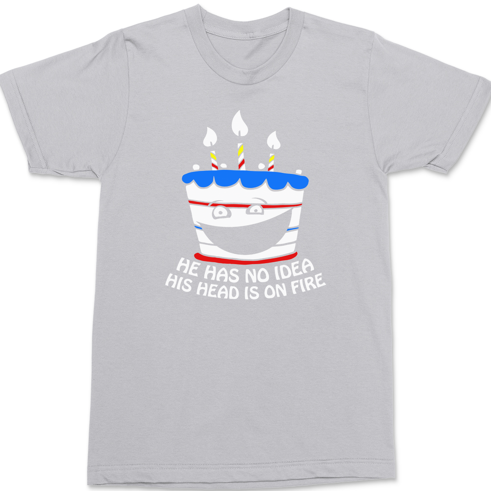 He Has No Idea His Head Is On Fire T-Shirt SILVER