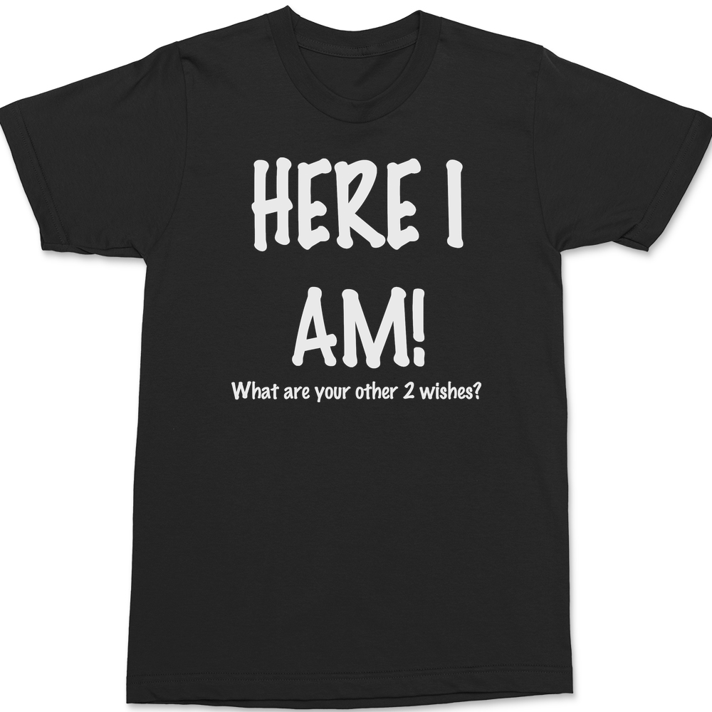 Here I Am What Are Your Other Two Wishes T-Shirt BLACK