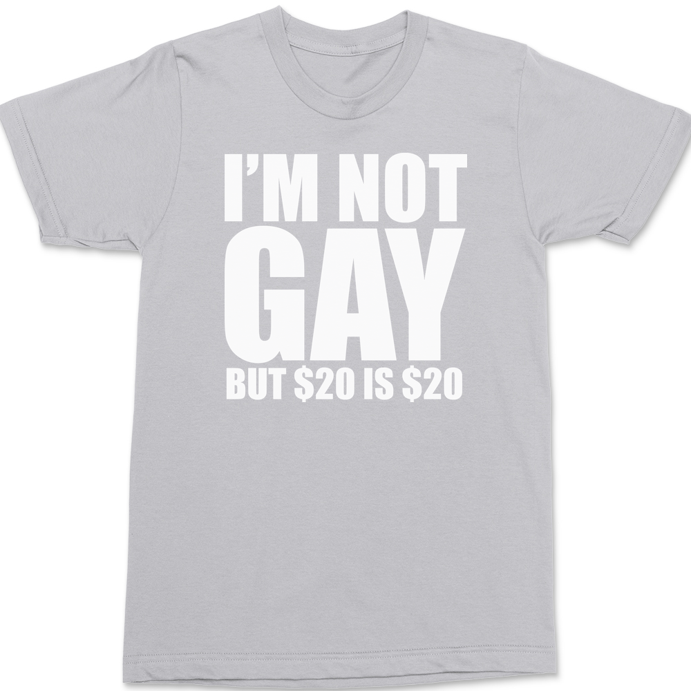 I'm Not Gay But $20 is $20 T-Shirt SILVER