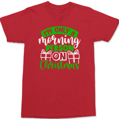 I'm Only a Morning Person On Christmas T-Shirt RED