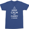 Keep Calm and Carry A Wand T-Shirt BLUE