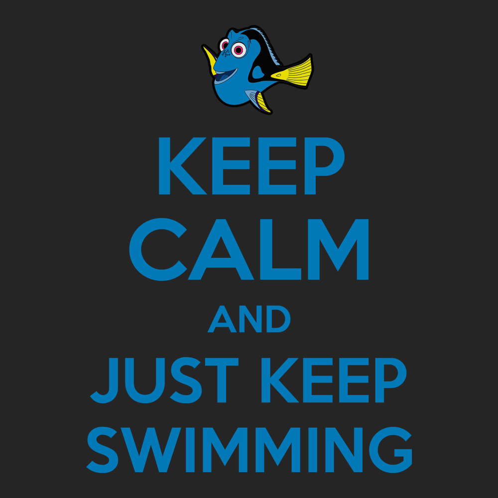 Keep Calm and Just Keep Swimming T-Shirt BLACK