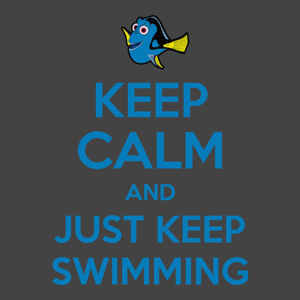 Keep Calm and Just Keep Swimming T-Shirt CHARCOAL