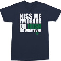 Kiss Me I'm Drunk or Irish T-Shirt NAVY