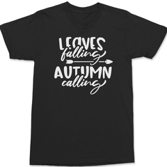Leaves Falling Autumn Calling T-Shirt BLACK