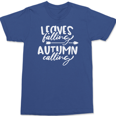Leaves Falling Autumn Calling T-Shirt BLUE