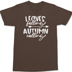 Leaves Falling Autumn Calling T-Shirt BROWN