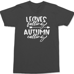 Leaves Falling Autumn Calling T-Shirt CHARCOAL