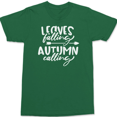 Leaves Falling Autumn Calling T-Shirt GREEN