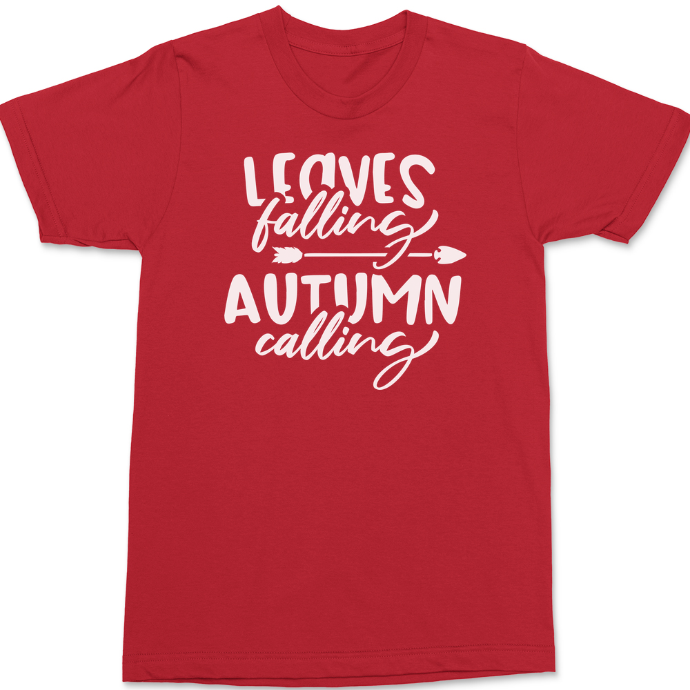 Leaves Falling Autumn Calling T-Shirt RED