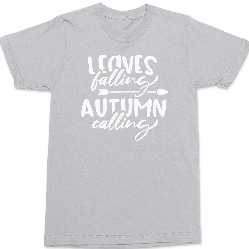 Leaves Falling Autumn Calling T-Shirt SILVER