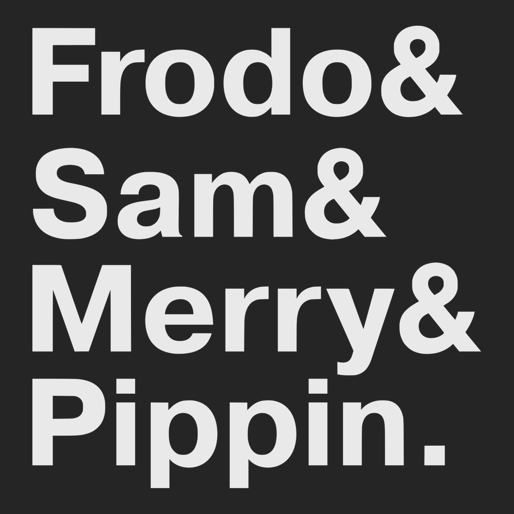 Lord of the Rings Hobbit Names T-Shirt BLACK