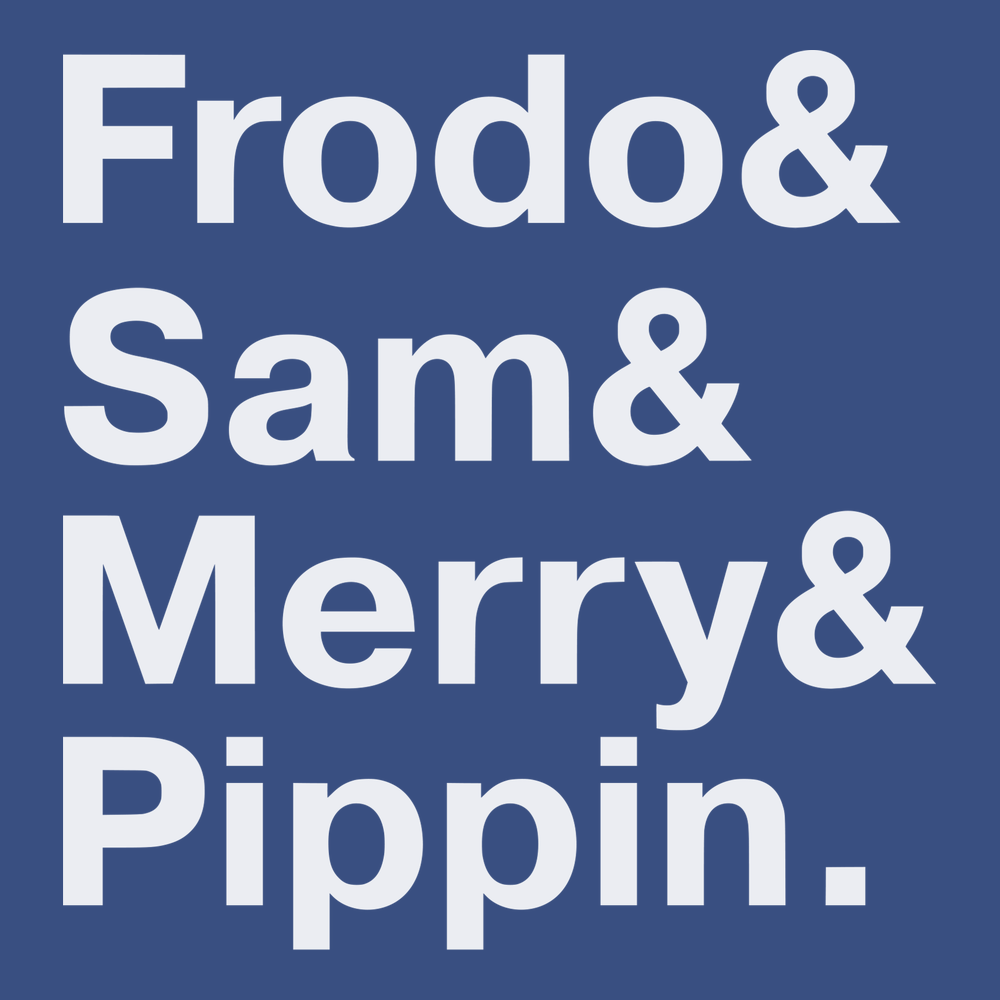 Lord of the Rings Hobbit Names T-Shirt BLUE