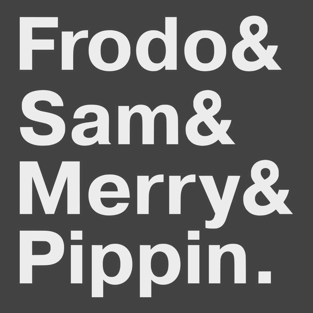 Lord of the Rings Hobbit Names T-Shirt CHARCOAL