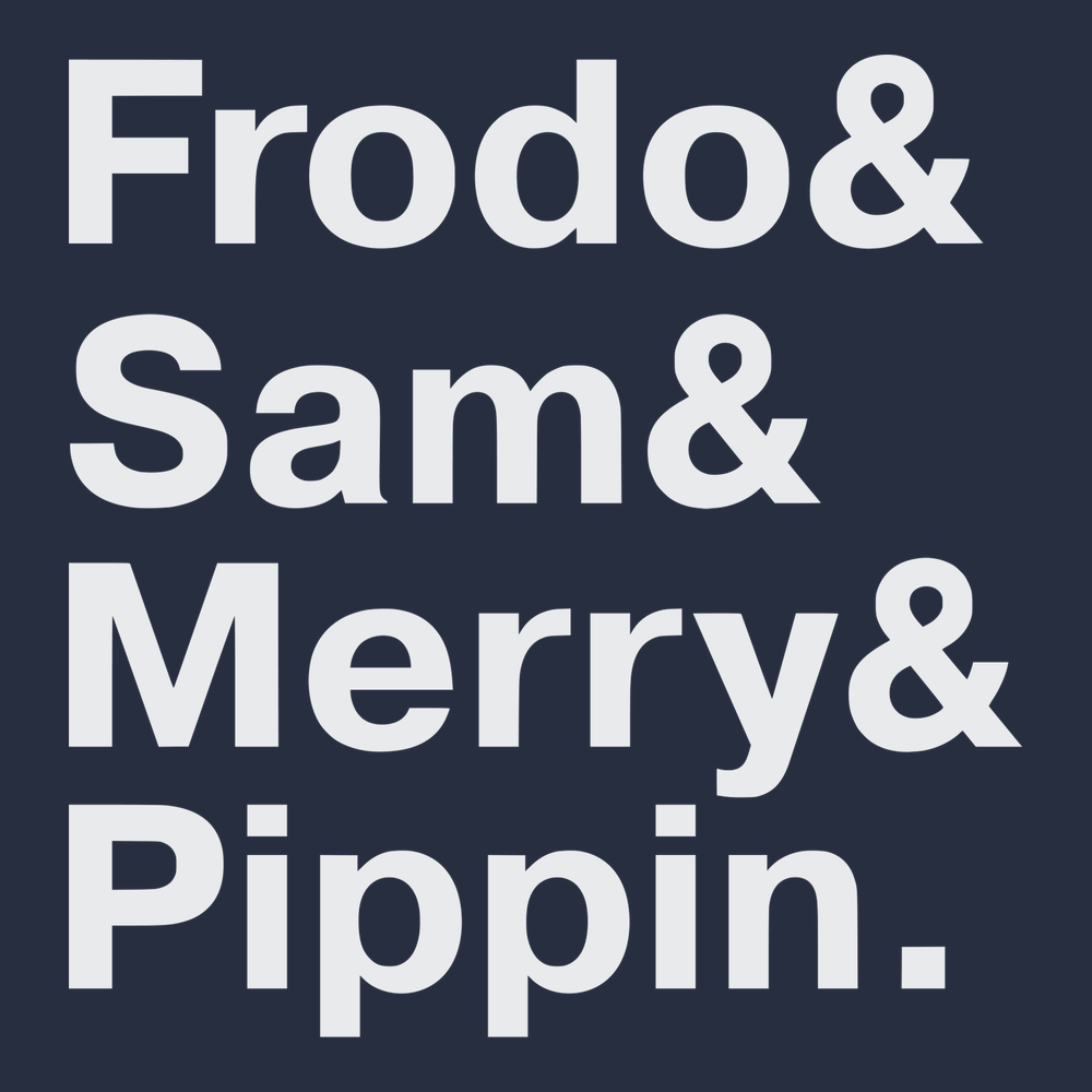 Lord of the Rings Hobbit Names T-Shirt NAVY