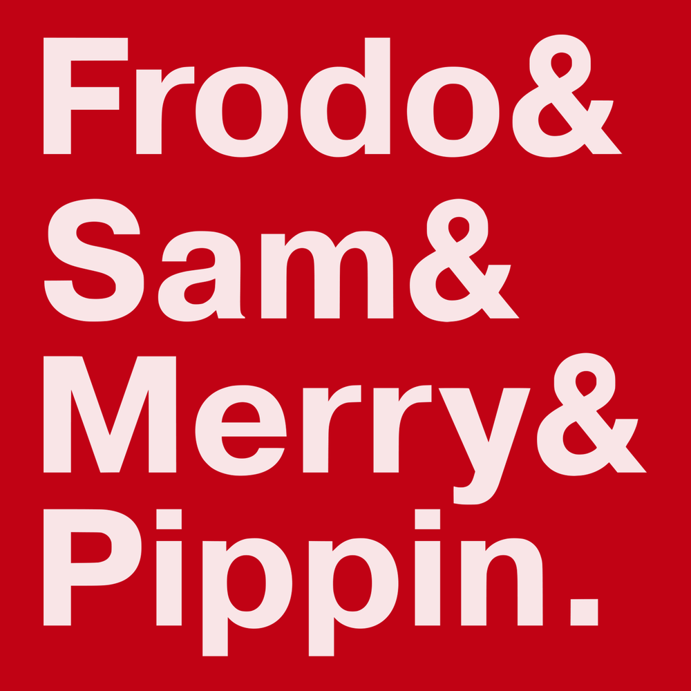 Lord of the Rings Hobbit Names T-Shirt RED