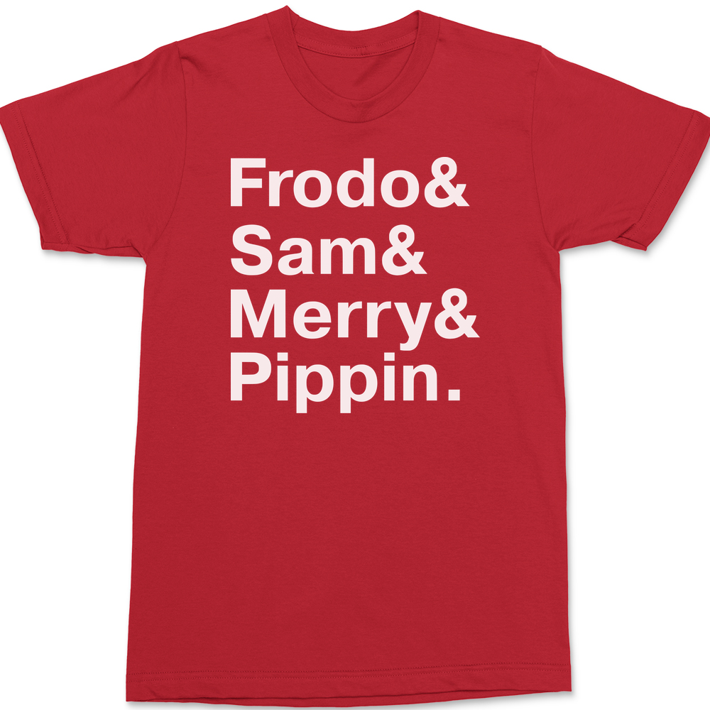 Lord of the Rings Hobbit Names T-Shirt RED
