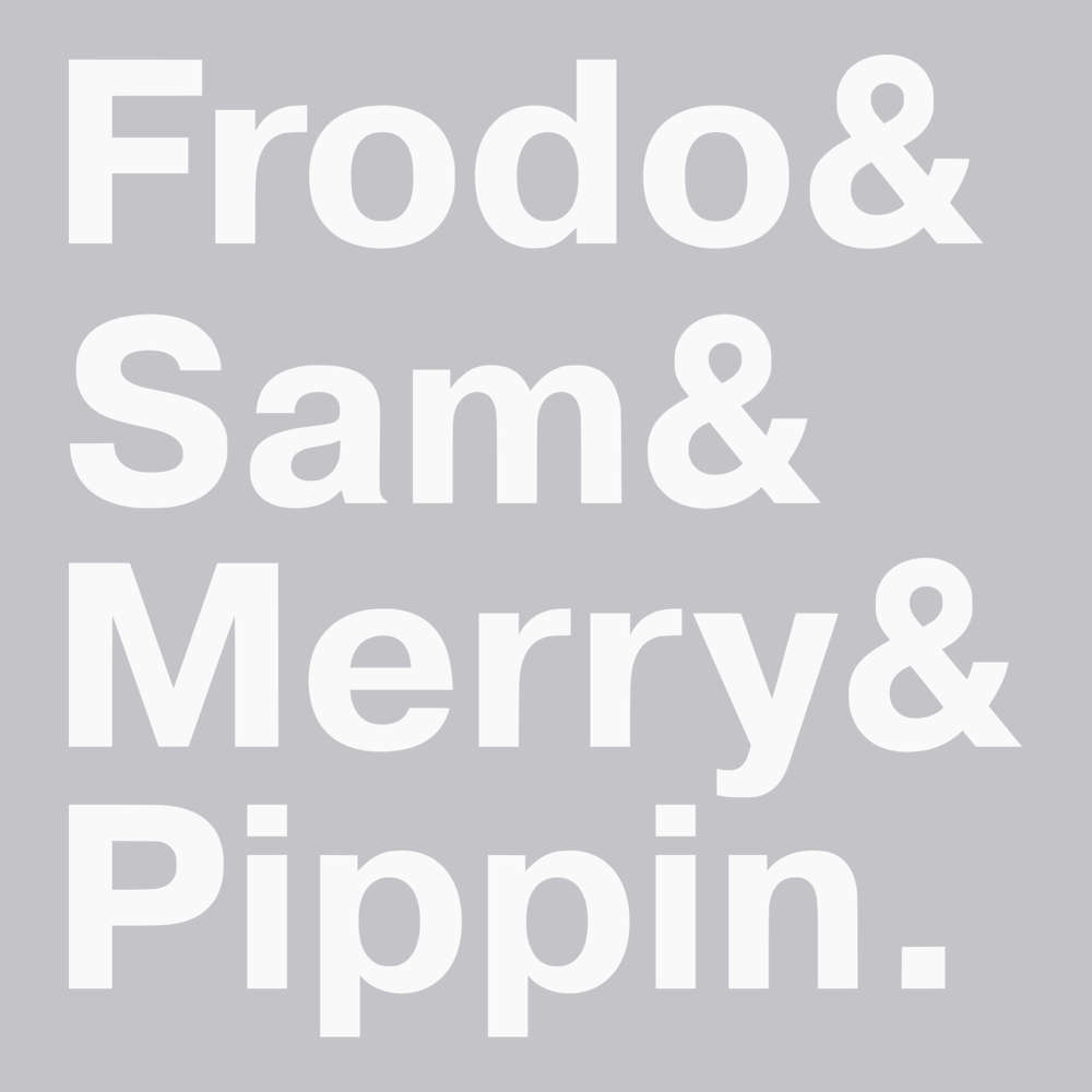 Lord of the Rings Hobbit Names T-Shirt SILVER