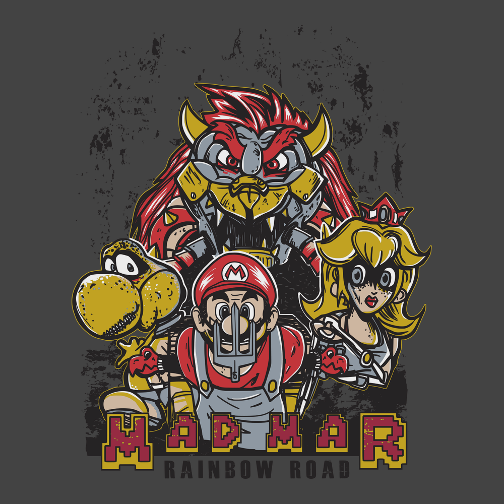 Mad Mar Rainbow Road T-Shirt CHARCOAL
