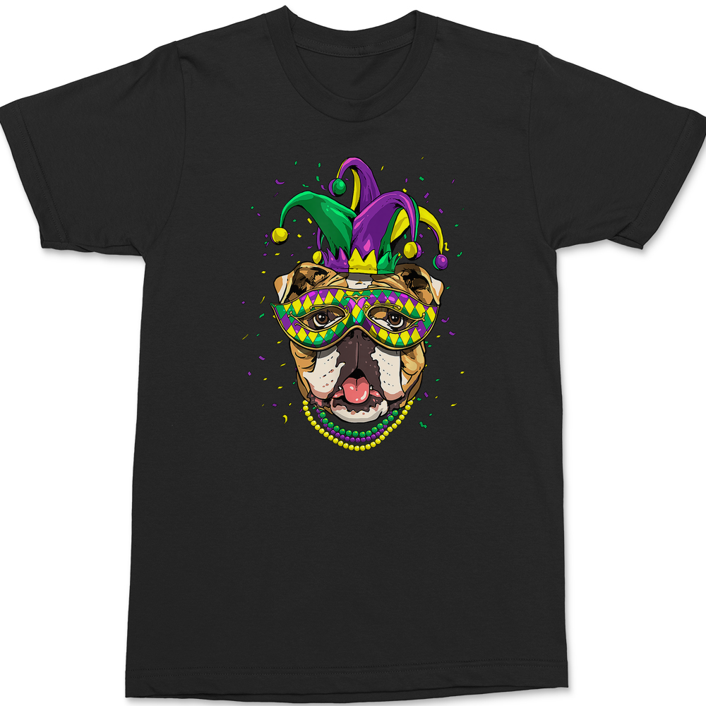 Mardi Gras Bulldog T-Shirt BLACK