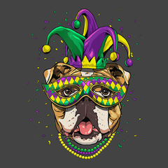Mardi Gras Bulldog T-Shirt CHARCOAL