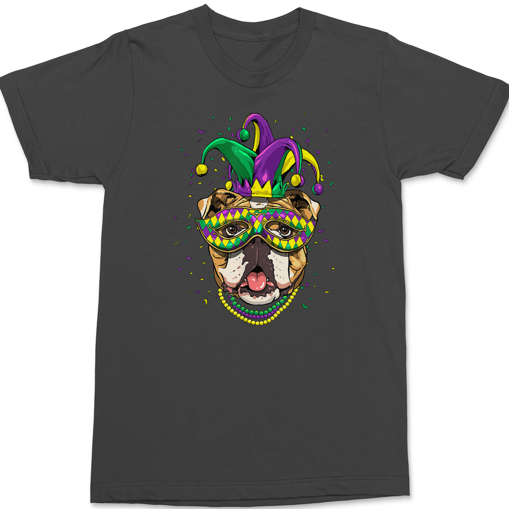 Mardi Gras Bulldog T-Shirt CHARCOAL