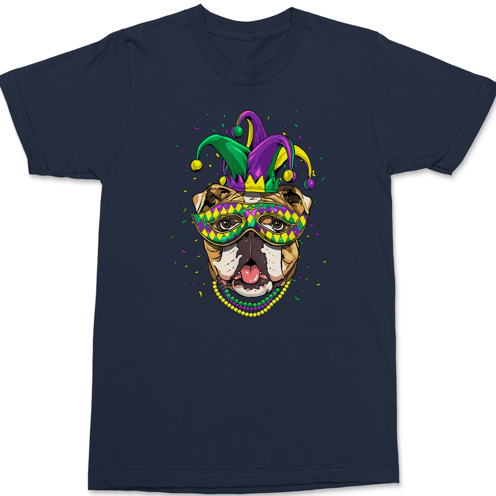 Mardi Gras Bulldog T-Shirt NAVY