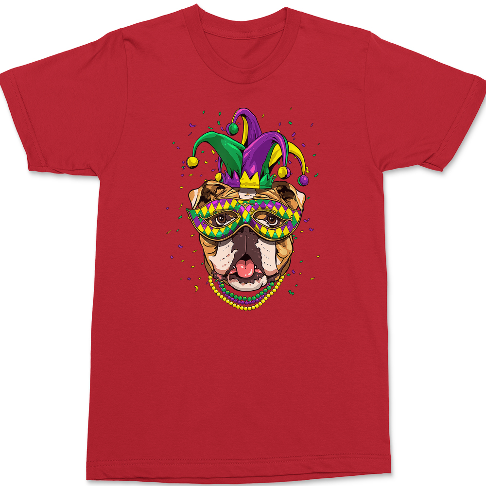 Mardi Gras Bulldog T-Shirt RED