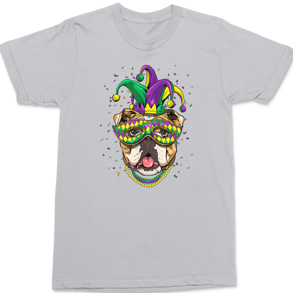 Mardi Gras Bulldog T-Shirt SILVER
