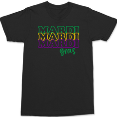 Mardi Gras Outline T-Shirt BLACK