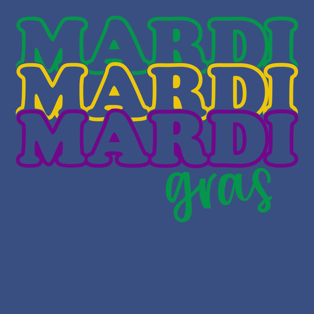 Mardi Gras Outline T-Shirt BLUE