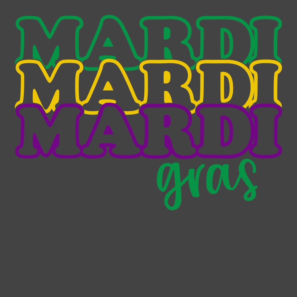 Mardi Gras Outline T-Shirt CHARCOAL