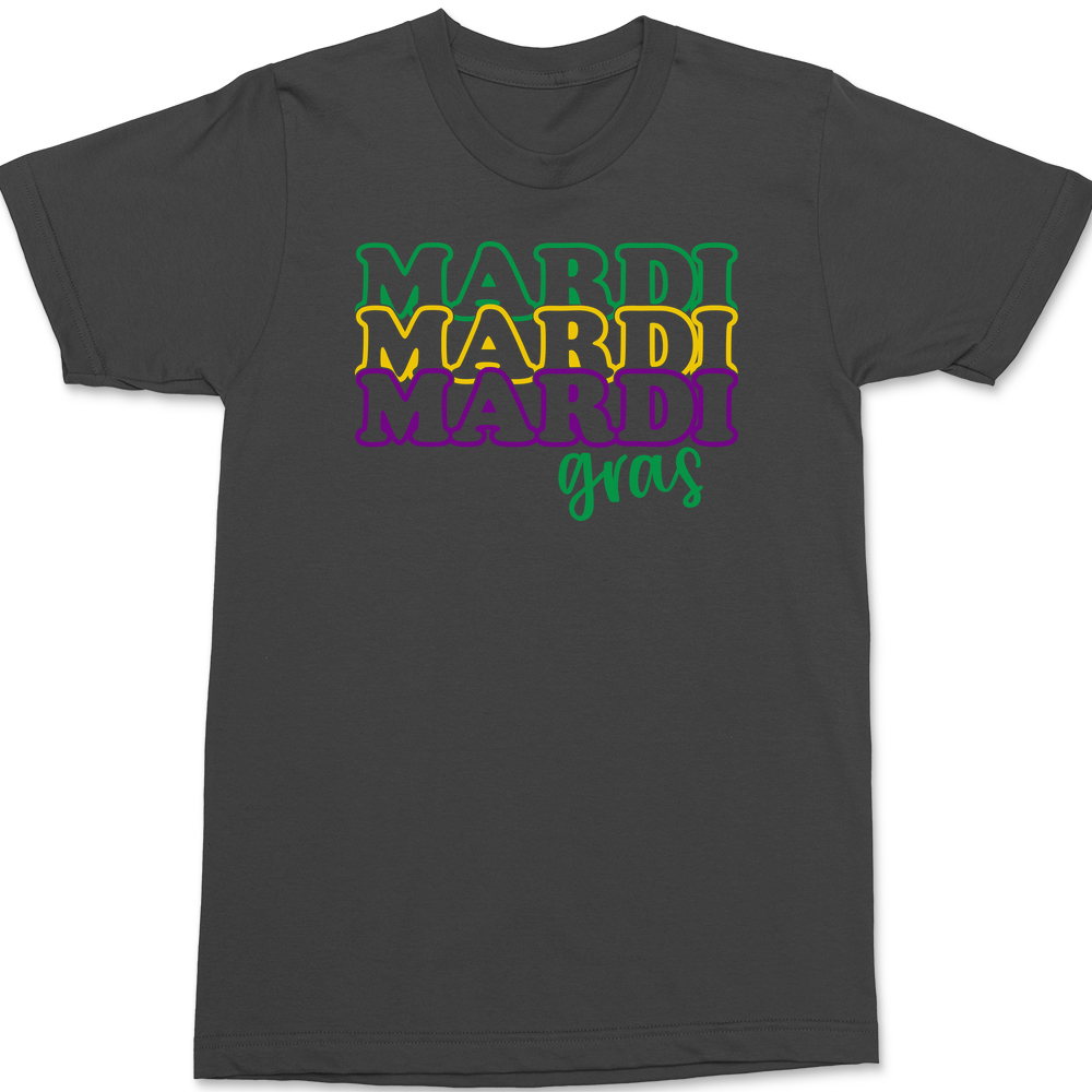 Mardi Gras Outline T-Shirt CHARCOAL