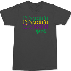 Mardi Gras Outline T-Shirt CHARCOAL