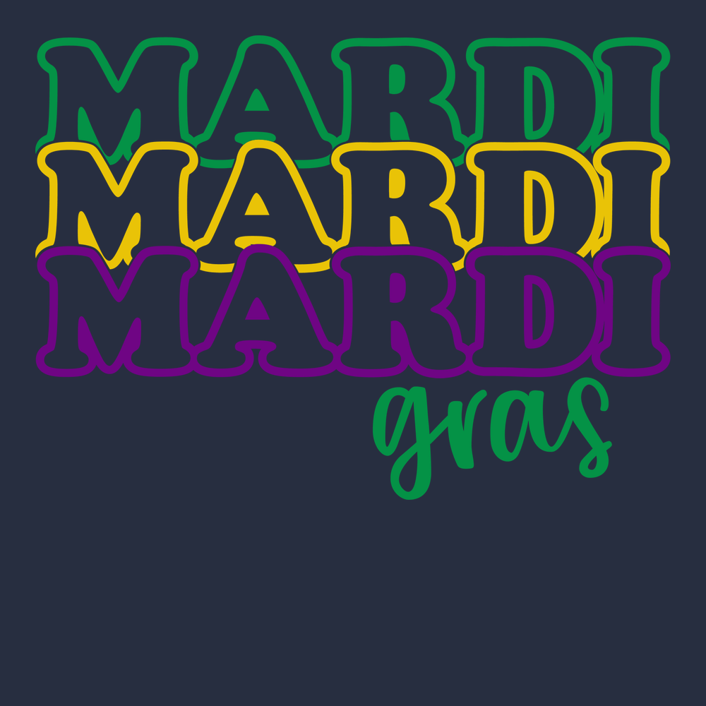 Mardi Gras Outline T-Shirt NAVY