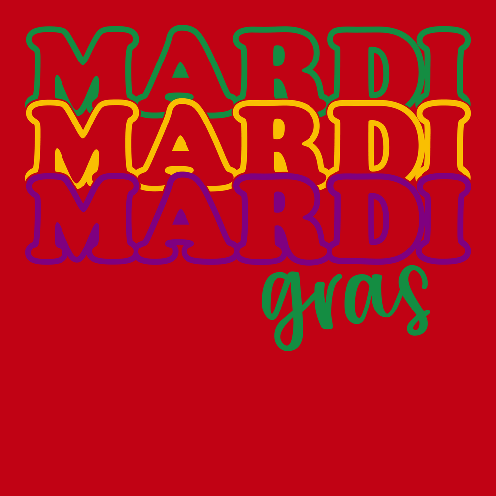 Mardi Gras Outline T-Shirt RED