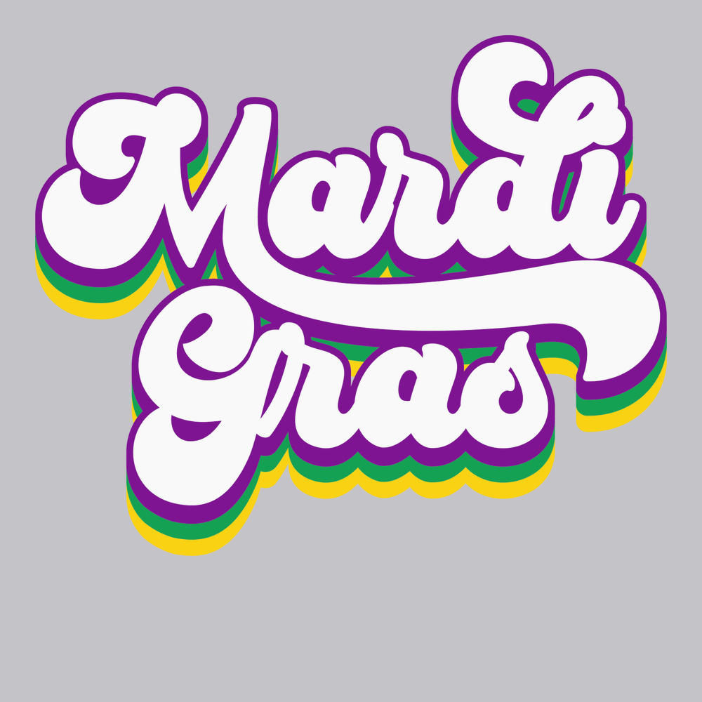 Mardi Gras Retro T-Shirt SILVER