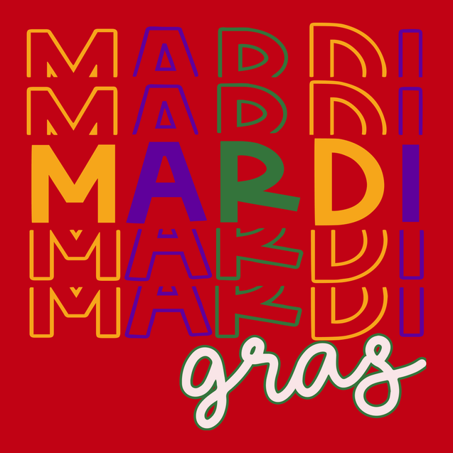 Mardi Gras Stack T-Shirt RED