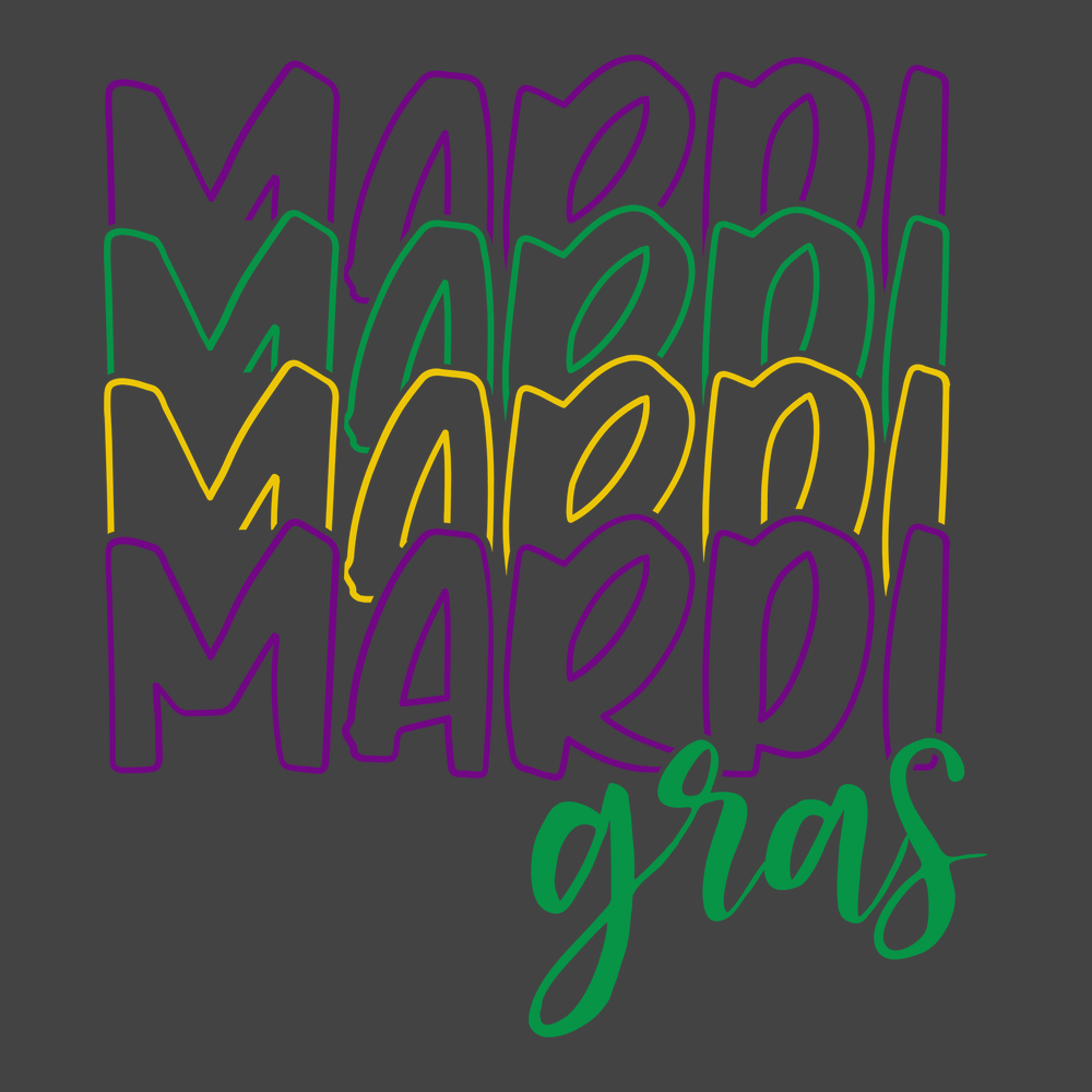 Mardi Mardi Mardi Mardi Gras T-Shirt CHARCOAL