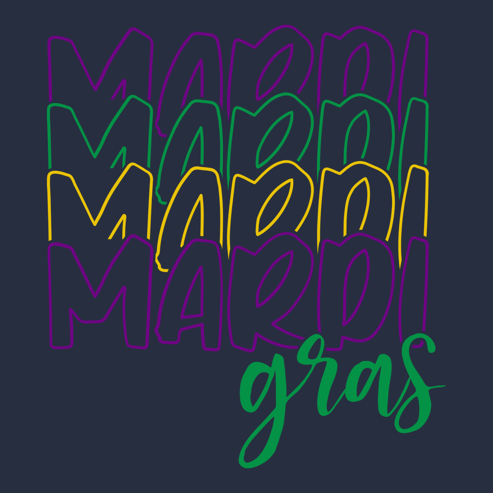 Mardi Mardi Mardi Mardi Gras T-Shirt NAVY