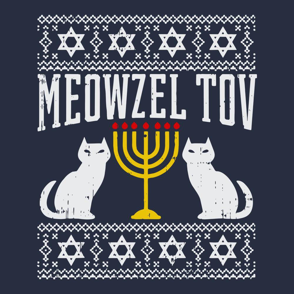 Meowzel Tov Hanukkah T-Shirt NAVY