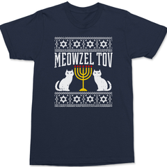 Meowzel Tov Hanukkah T-Shirt NAVY