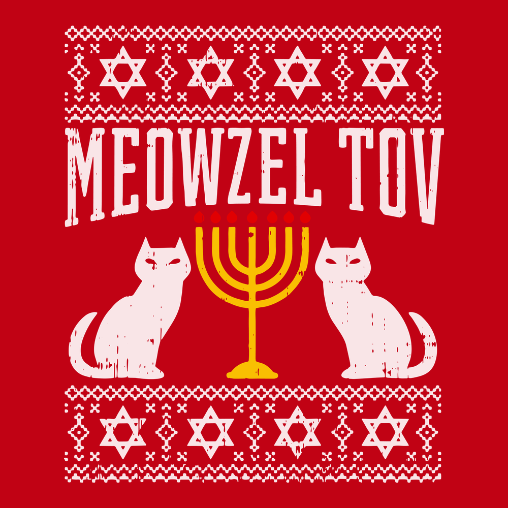 Meowzel Tov Hanukkah T-Shirt RED