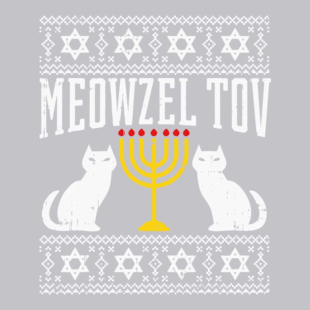 Meowzel Tov Hanukkah T-Shirt SILVER