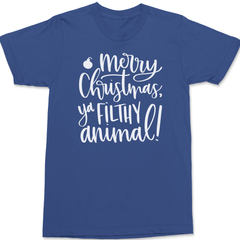 Merry Christmas Ya Filthy Animal T-Shirt BLUE