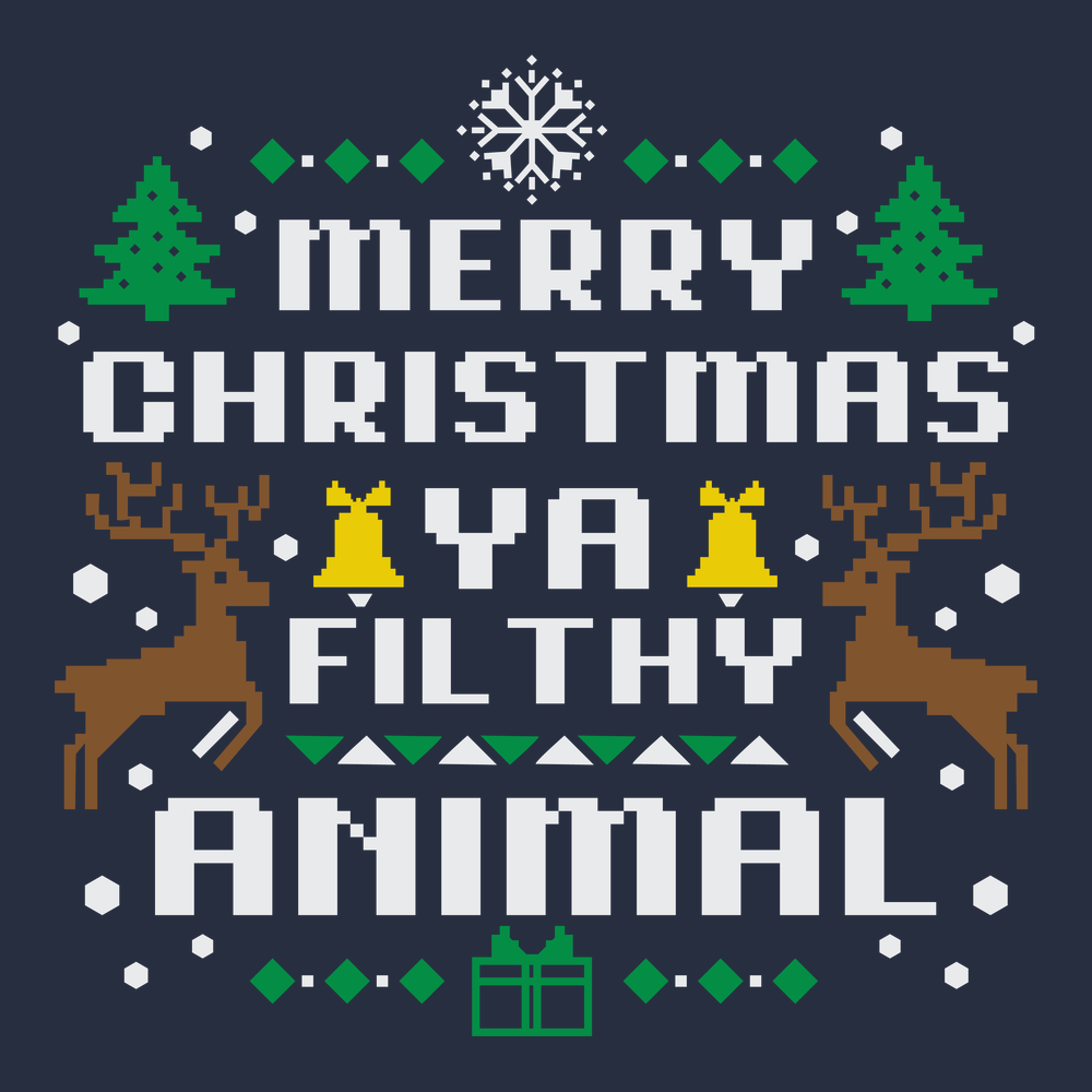 Merry Christmas Ya Filthy Animal T-Shirt Navy
